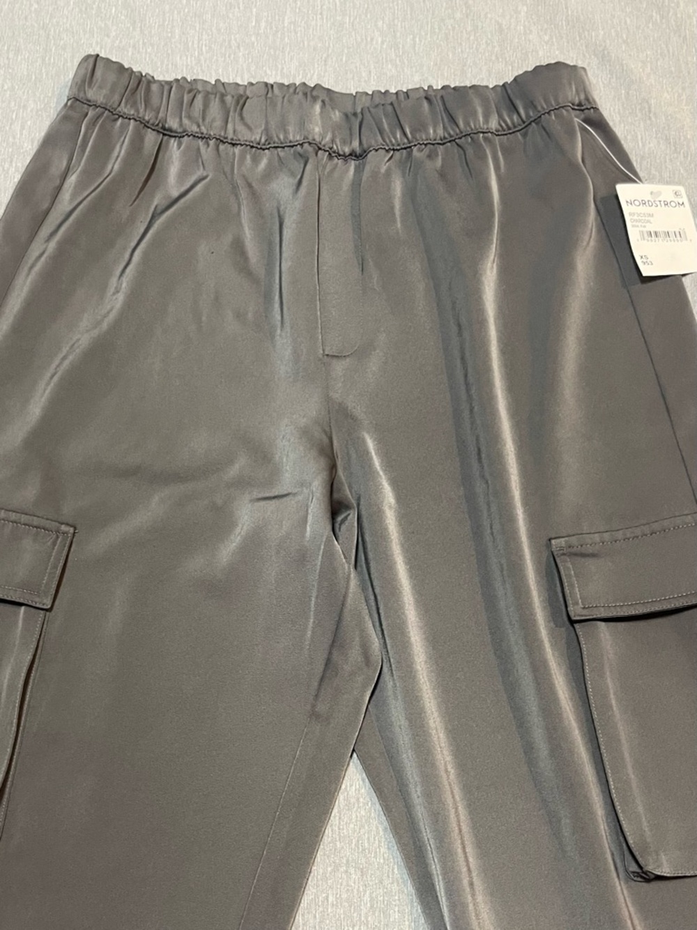 Splendid Satin Cargo Joggers Charcoal XS High Rise Luxe Athleisure Streetwear - Picture 6 of 12